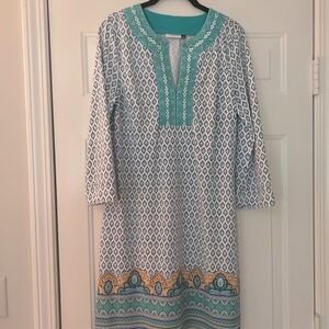 Cabana Life Blue Fitted Long Sleeve Dress